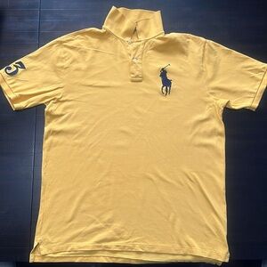 Polo by RL Yellow Shirt Large Navy Pony Size XLT -Gently used condition